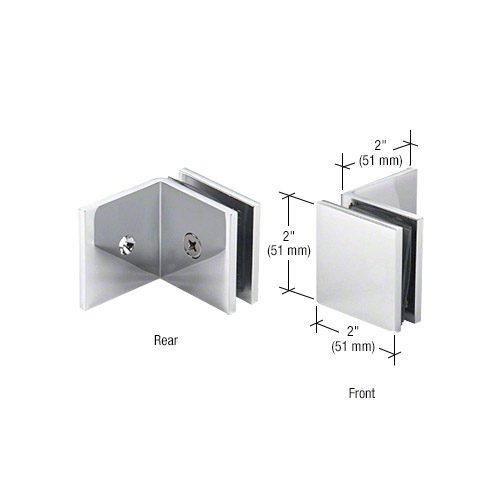 PAR Chrome Square Style Notch-in-Glass Fixed Panel U-Clamp