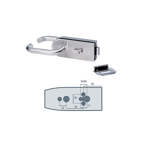 Brushed Stainless Steel Middle Lock Glass-to-Wall 