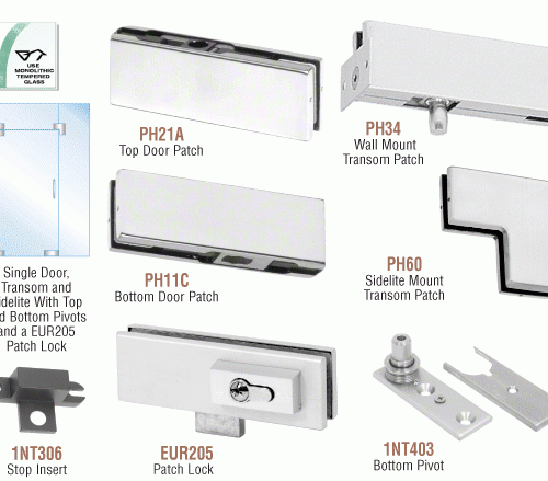 glass door patch fittings including lock